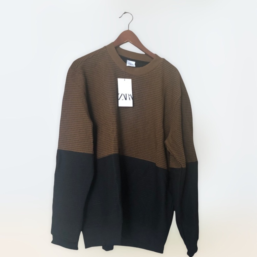 NWT Zara Color Block Crewneck Sweater Size XL